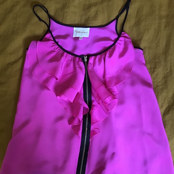 Yumi Kim Pink Ruffle Silk Camisole with Zip XS - Picture 6 of 7